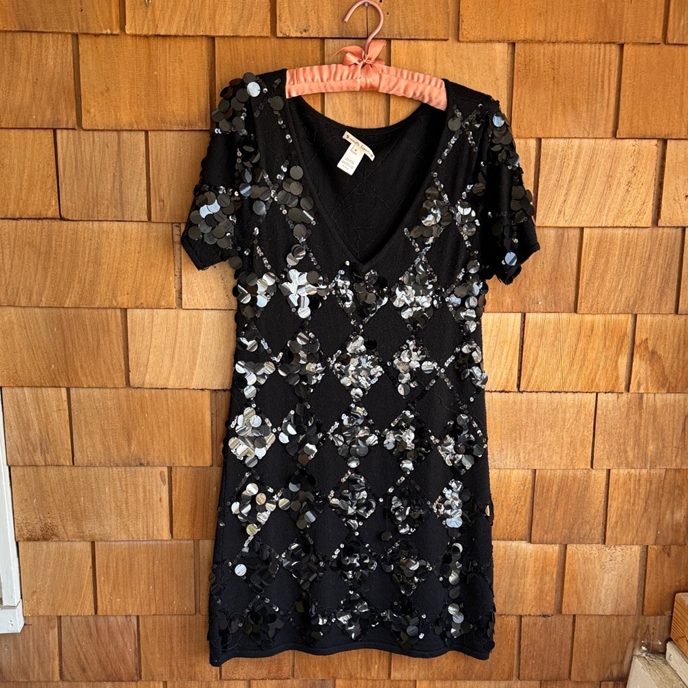 Nanette Lepore Black Sequin-Embellished Mini Dress